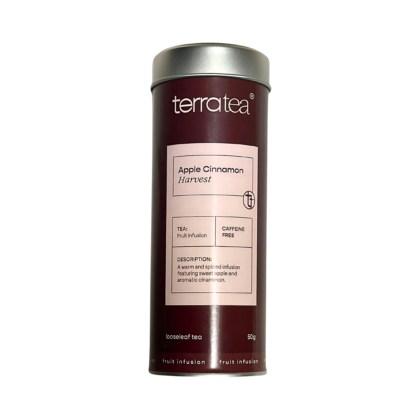 Apple cinnamon loose leaf tea in a kraft pouch