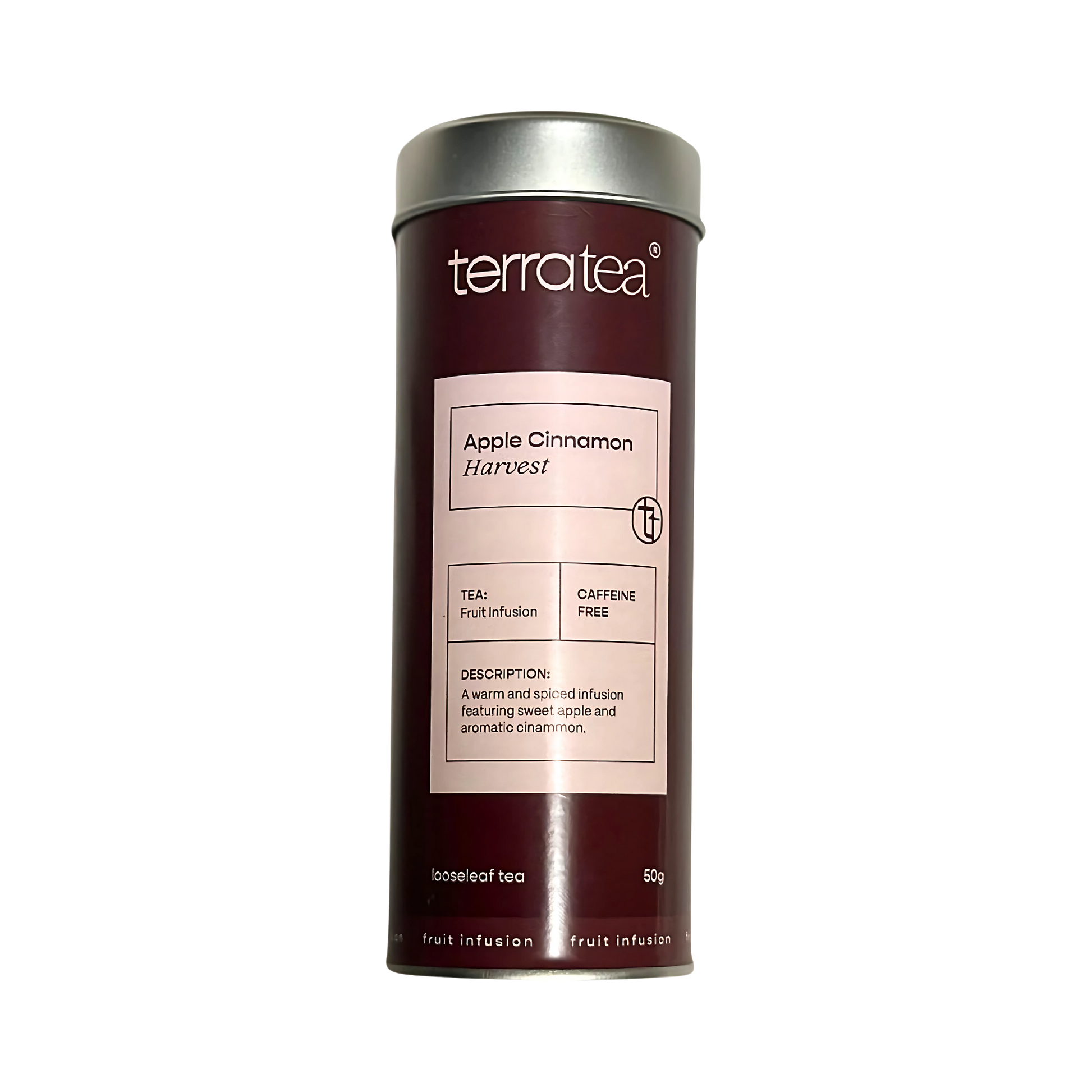Apple cinnamon loose leaf tea in a kraft pouch